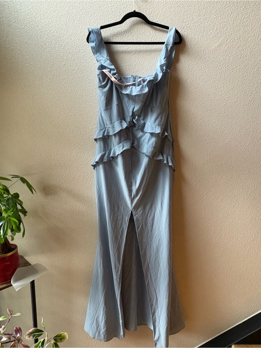 Oh Polly Elegant Off-Shoulder Ruffled Maxi Dress in Light Blue - Picture 6 of 8
